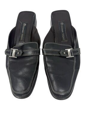Women’s Etienne Aigner Black Leather Slide Loafers/Mules
